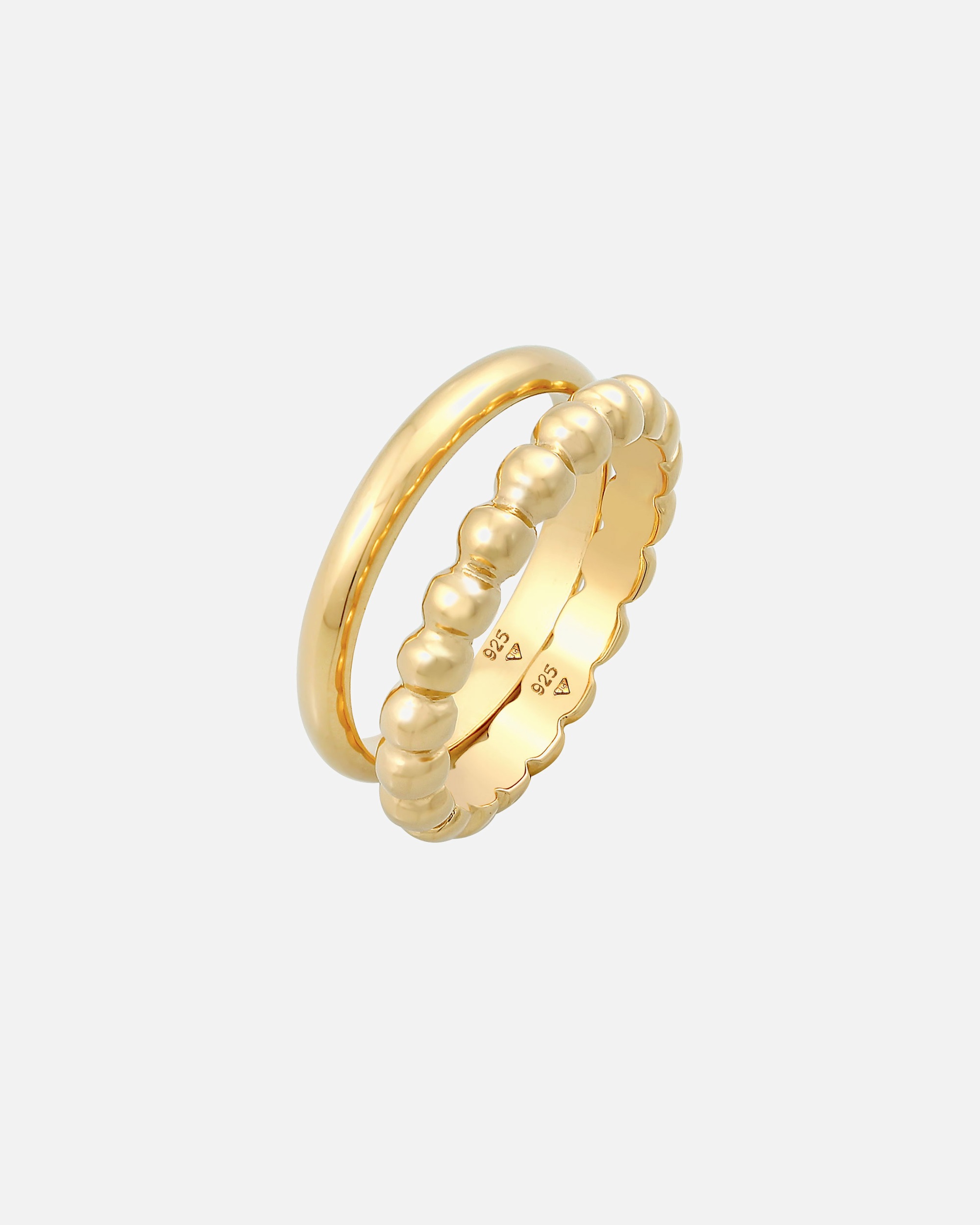 Anillo básico Elli Duo Ball Trend para mujer en plata de ley 925