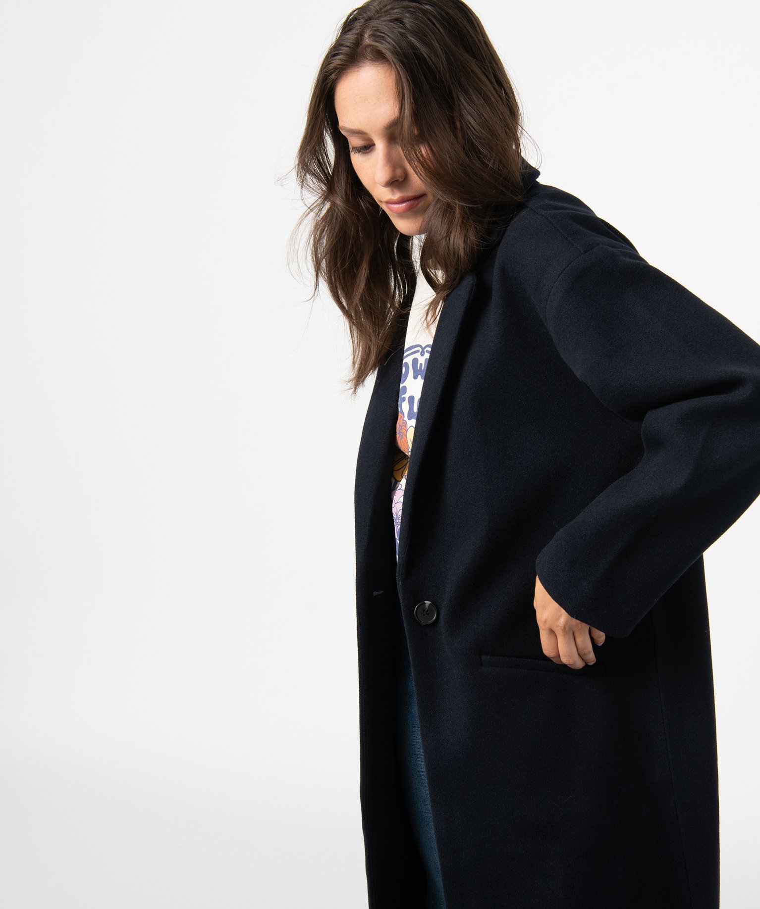 Manteau femme aspect drap de laine kaki | GEMO
