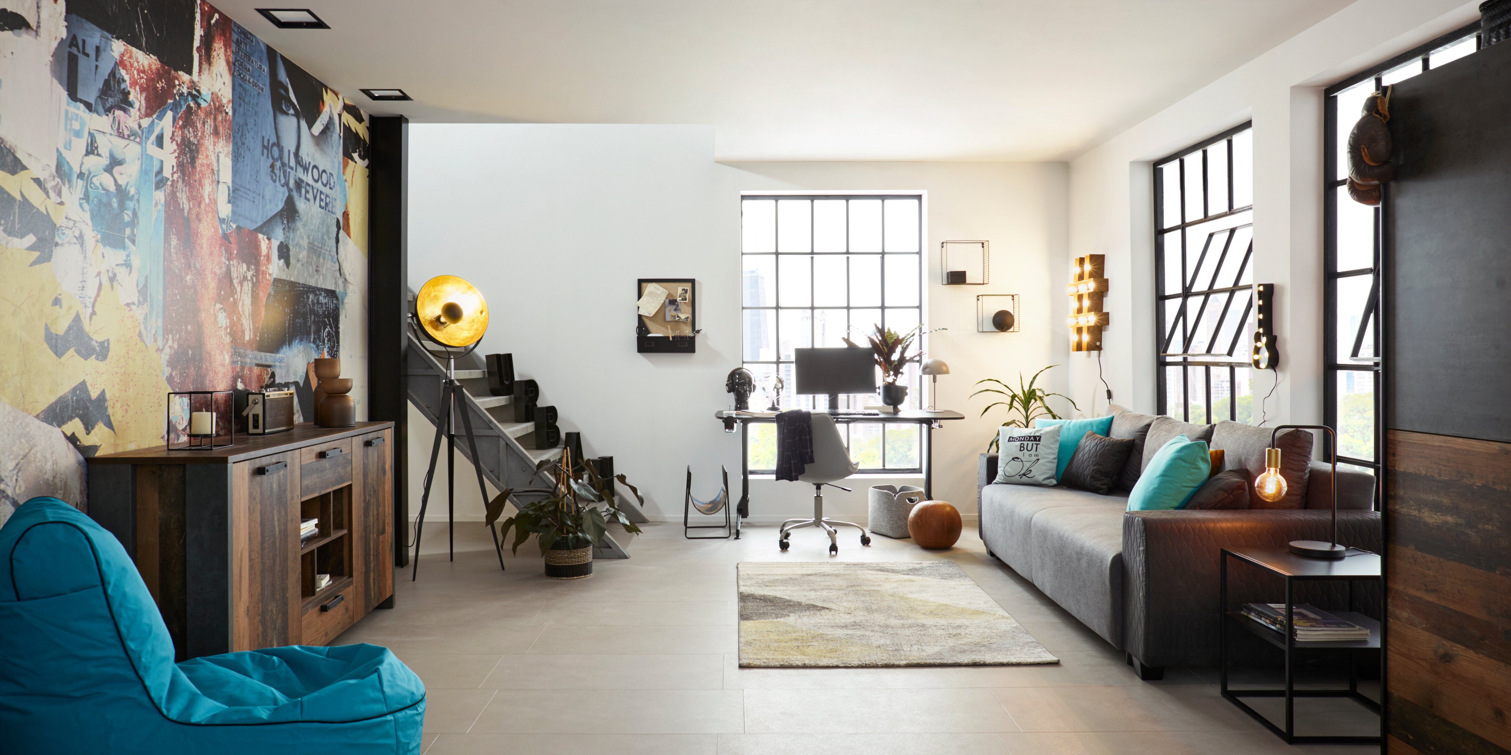 Home affaire Schlafsofa Bella, mit geprägtem Bezug bei Armlehnen