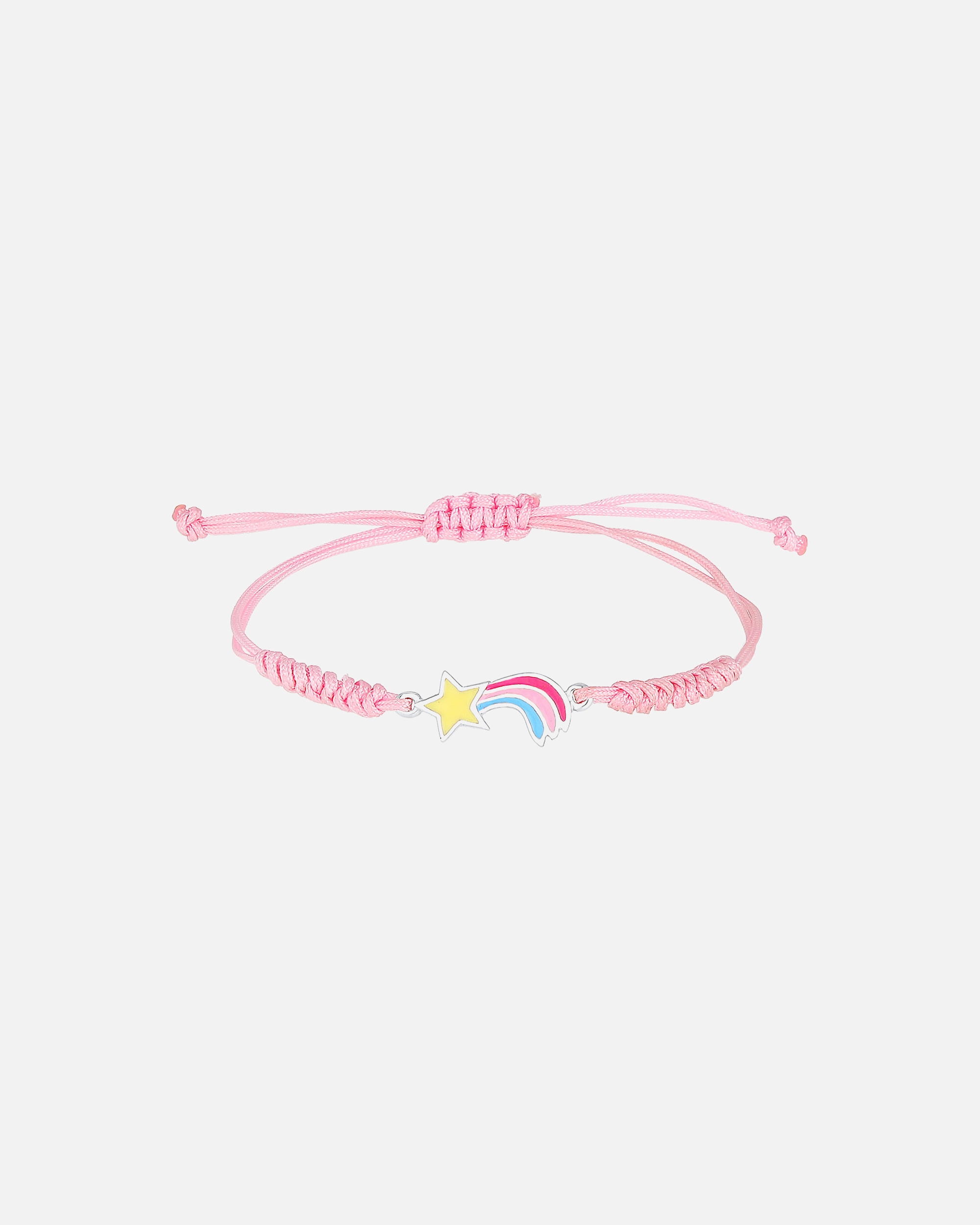 Elli Niedliches Regenbogen-Armband aus pinkfarbenem Nylon für Kinder (925/1000 Silber)