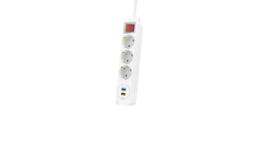 Hama Steckdosenleiste, 3-fach, USB-C-/USB-A-Buchse, PD/Fast Charge, max. 18W, WS