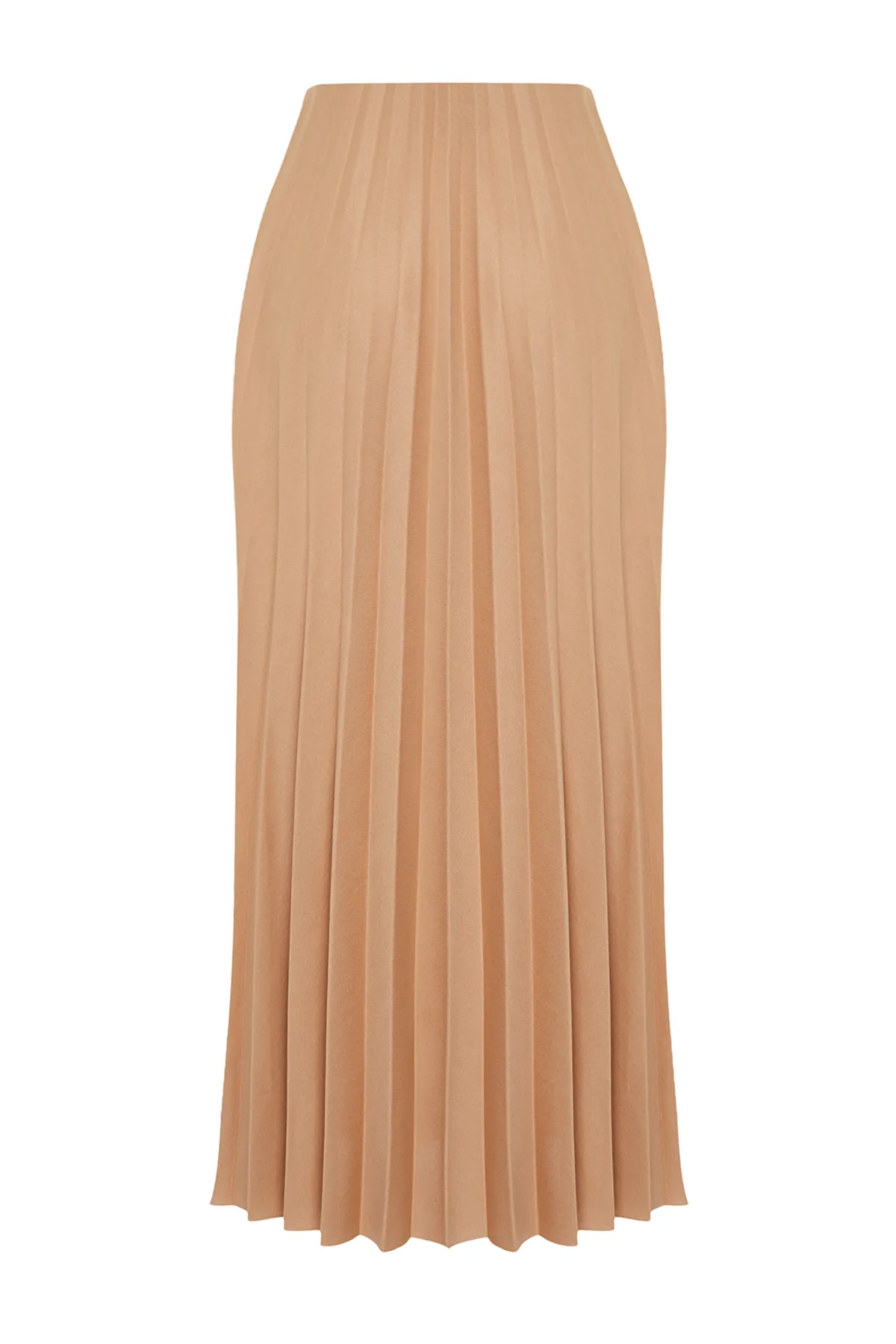Trendyol Modest  Beigefarbener, plissierter Strickrock TCTSS24EE00005