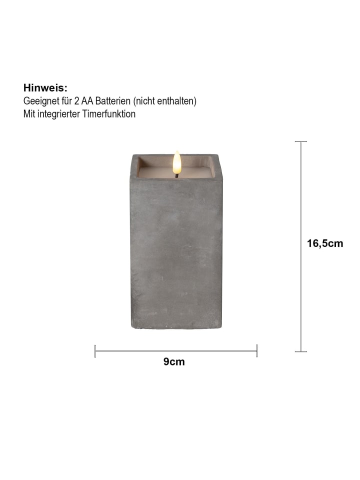 STAR Trading LED Blockkerze ,Flamme Cem', Zement, grau, 16,5cm günstig kaufen onesize