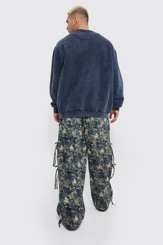 Camouflage Cargo-Hose mit elastischem Bund und weitem Bein