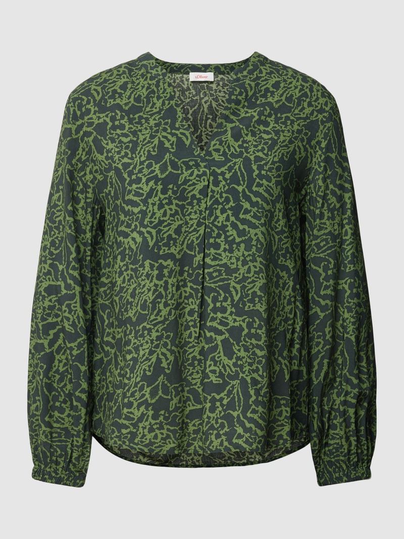 Bluse aus Viskose mit Allover-Muster in grasgrün