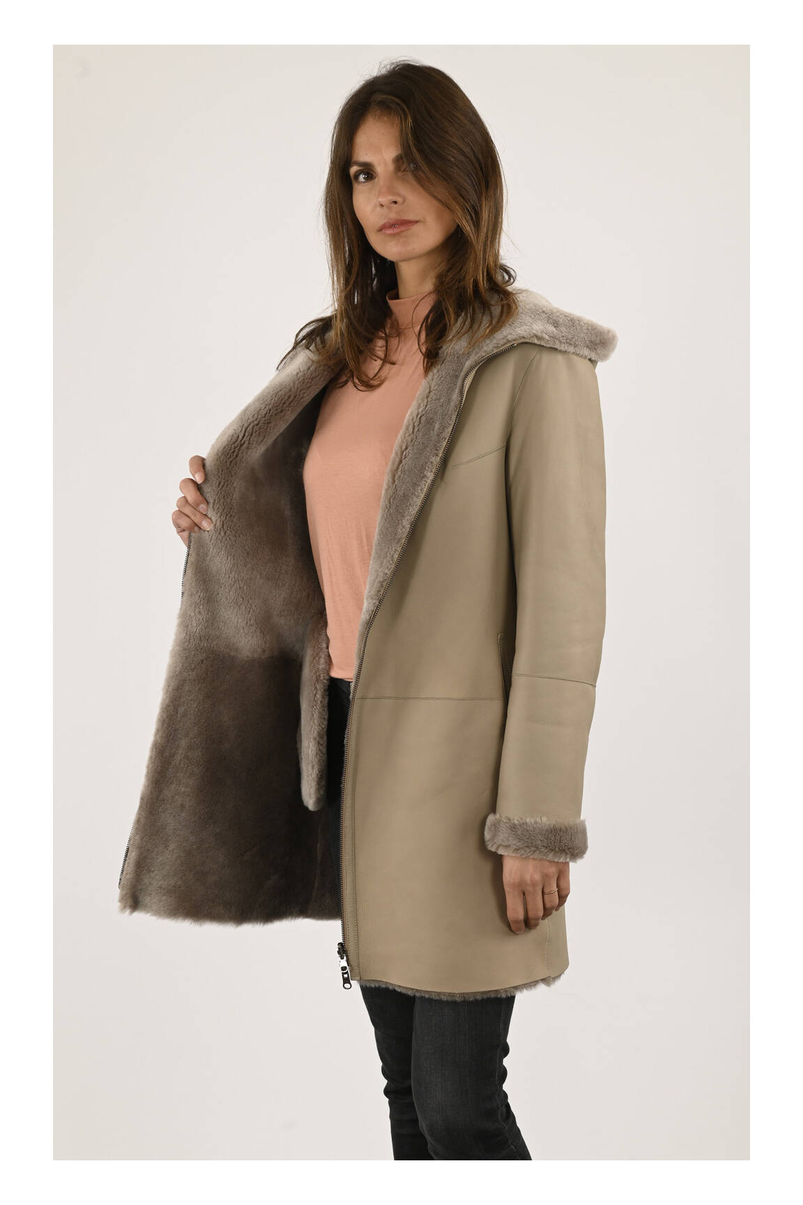 La Canadienne Manteaux Longs Femme couleur beige