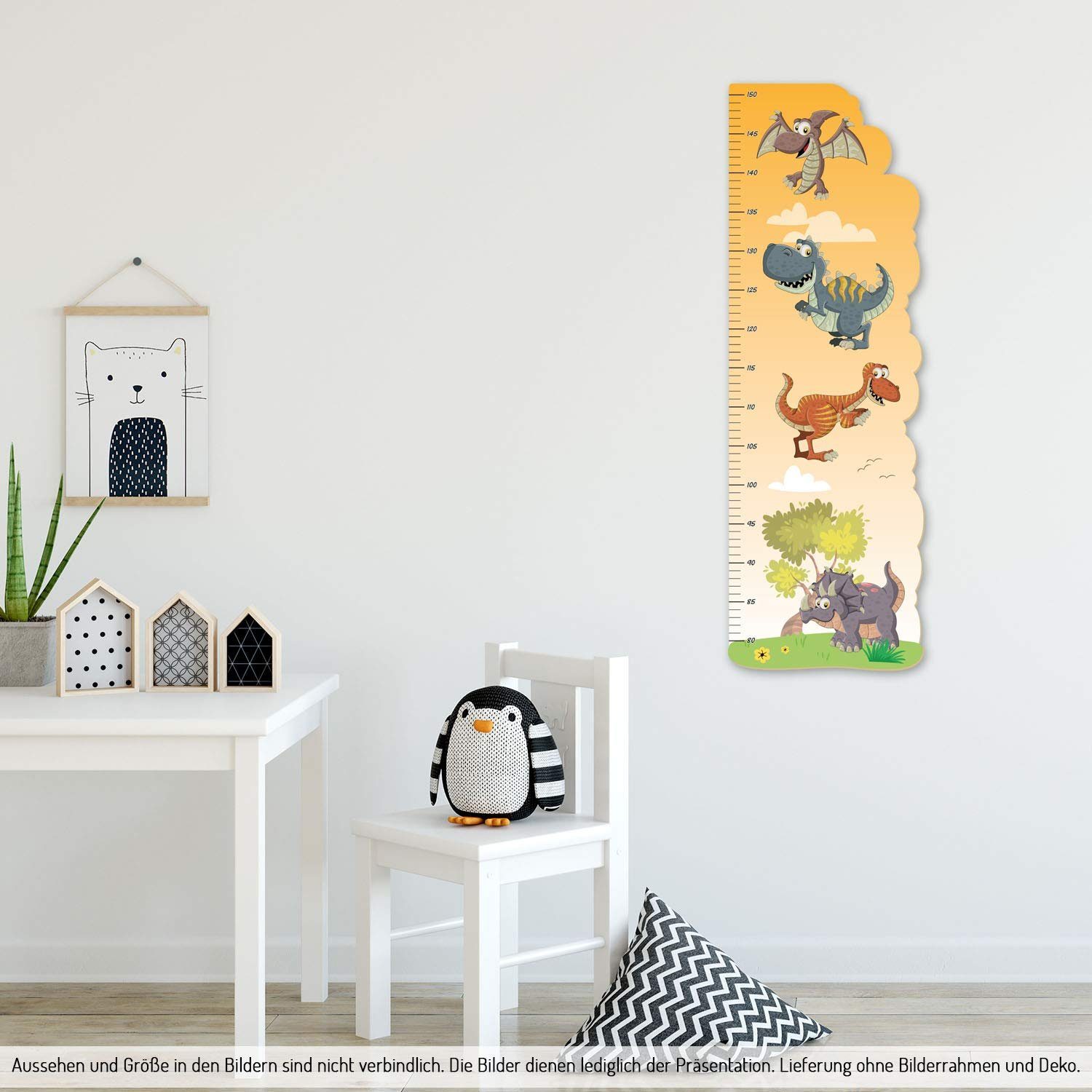 Kreative Feder Messlatte „Dinos“ für Kinder, Messlatte fürs Kinderzimmer im Norwegian Style; Messbereich 80–150 cm
