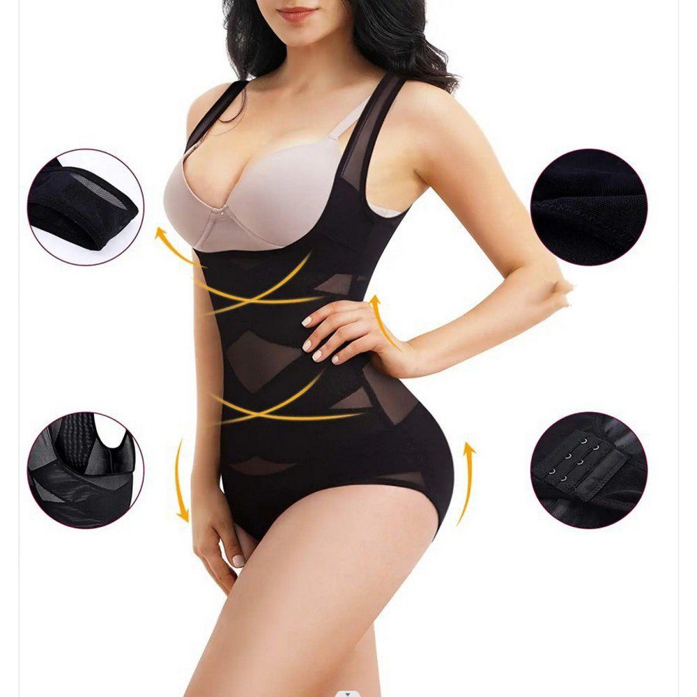 Ronner UG Shaping-Body Damen Bauchweg Miederwaren geknöpfte Unterwäsche Shapewear Slipeffekt