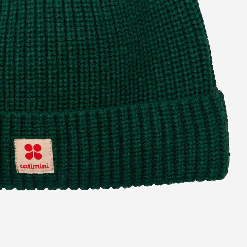 Bonnet enfant tricot côtes vert mixte Catimini