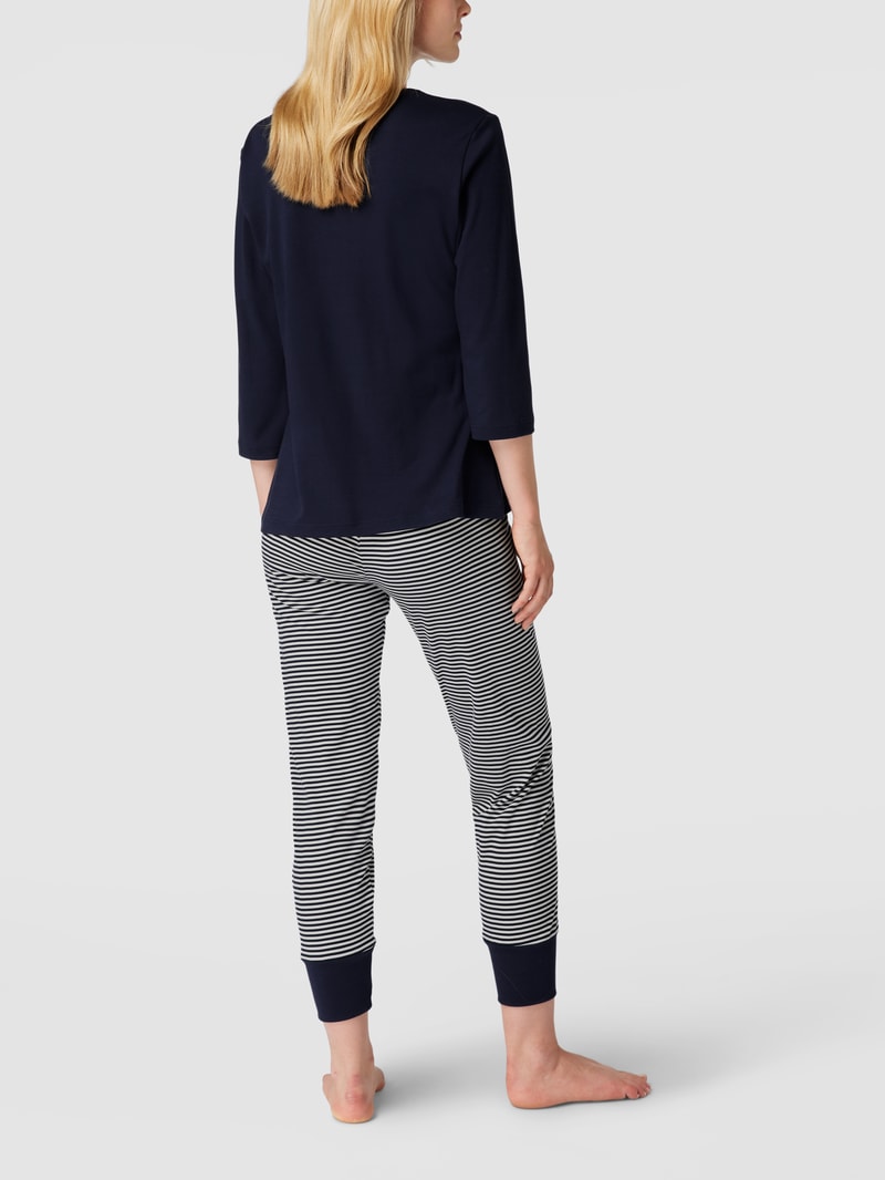 Pyjama in Streifenmuster Modell 'Paula' in marineblau