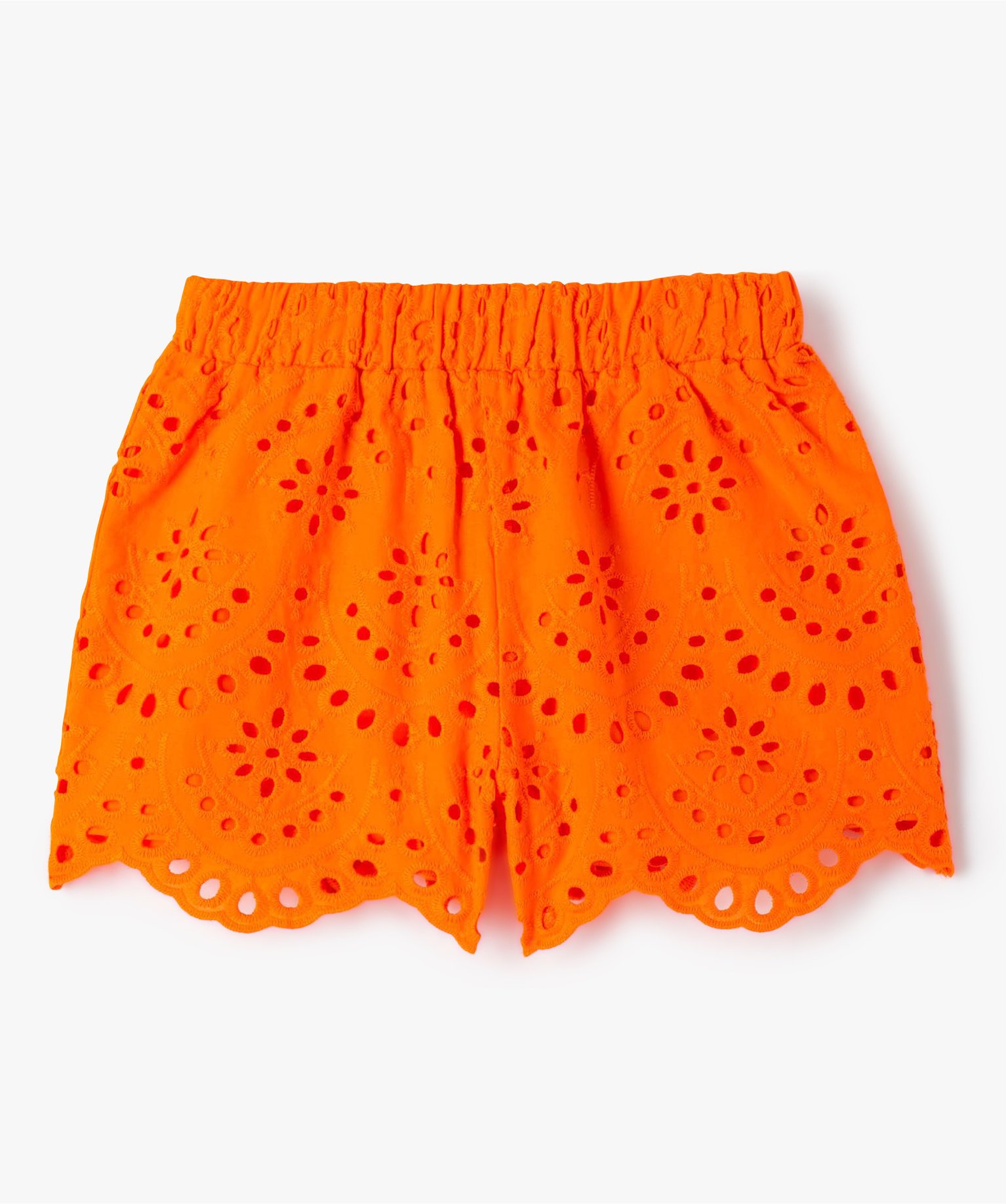 Short fille en broderie anglaise orange | GEMO