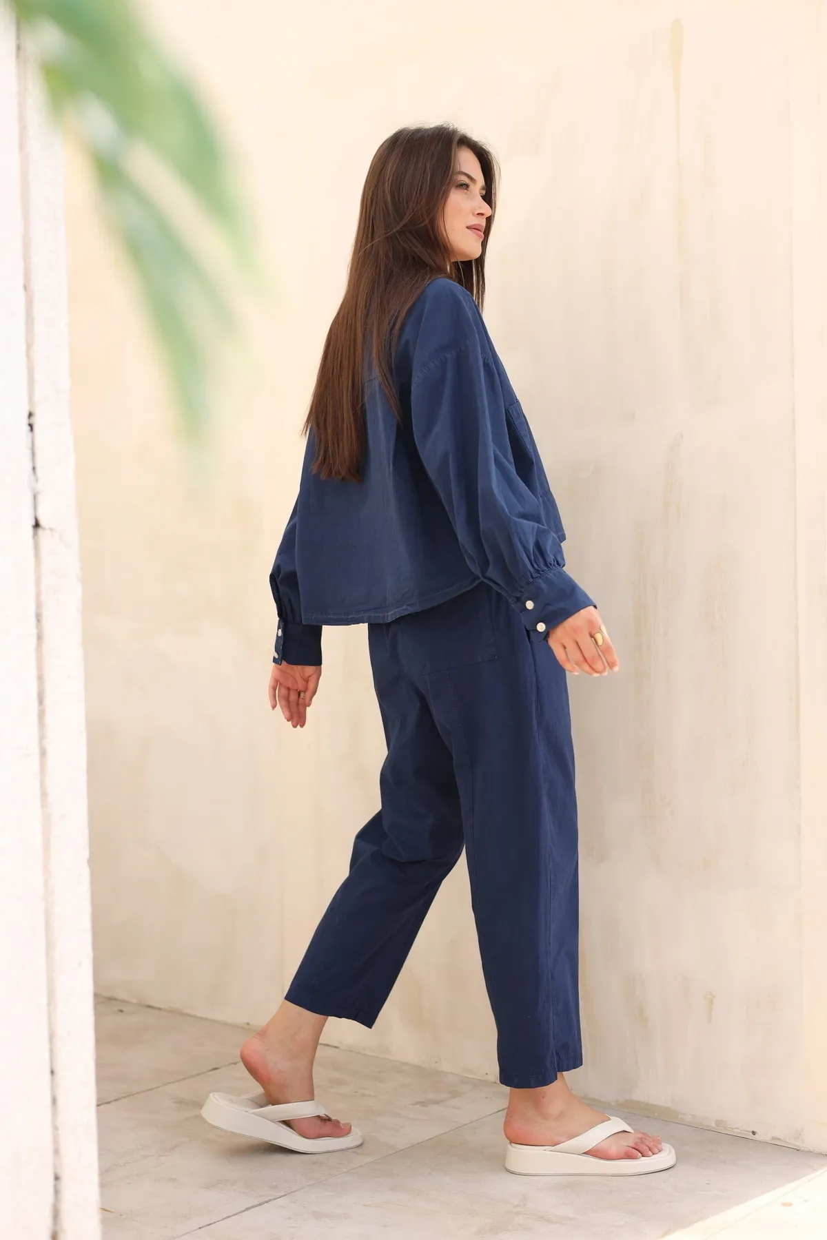 Laluvia  Marineblaues Hemd-Hosen-Set