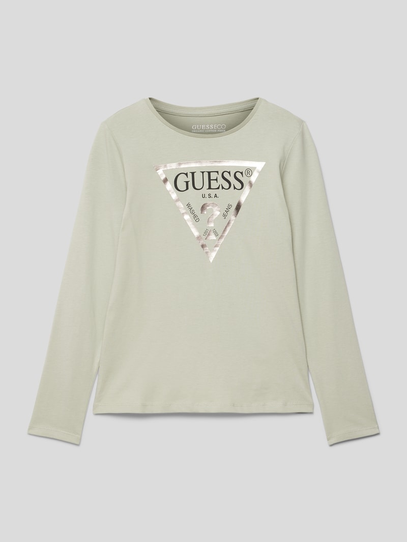Longsleeve aus Baumwolle mit Label-Detail in schilf