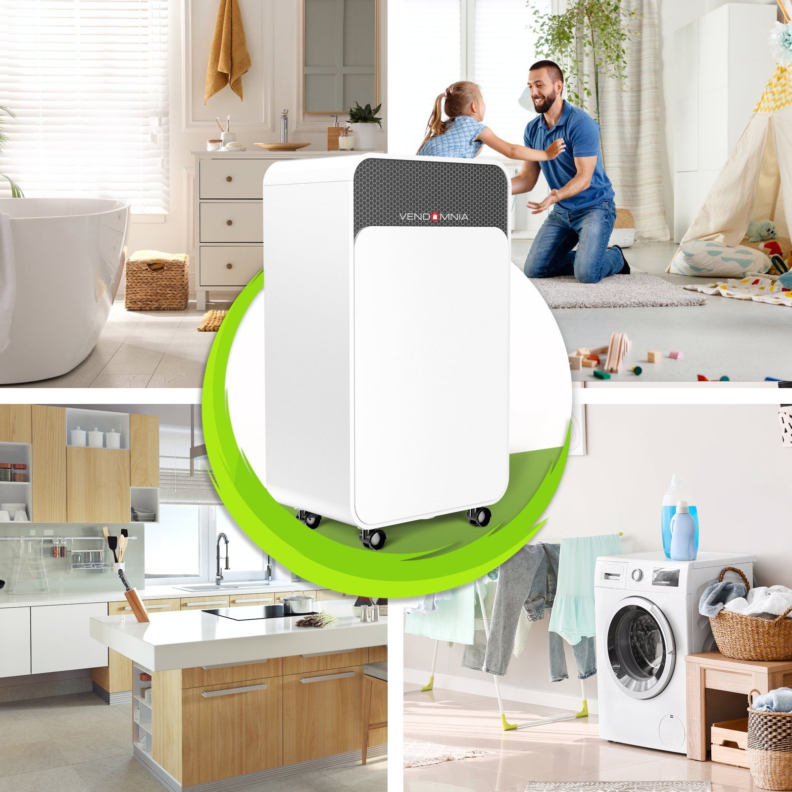 VENDOMNIA Luftreiniger Luftentfeuchter 16L/Tag Timer Raumentfeuchter Entfeuchtungsgerät, für 30 m² Räume, 2L Behälter, bis 30 m², elektrisch, Digitalanzeige