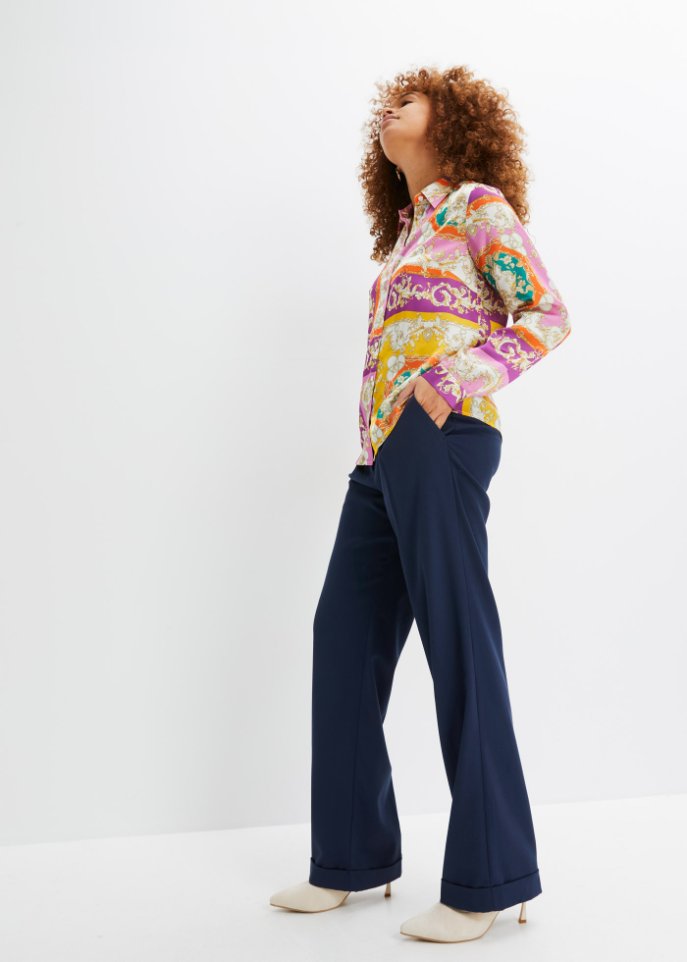 bedruckte Satin-Bluse aus recyceltem Polyester