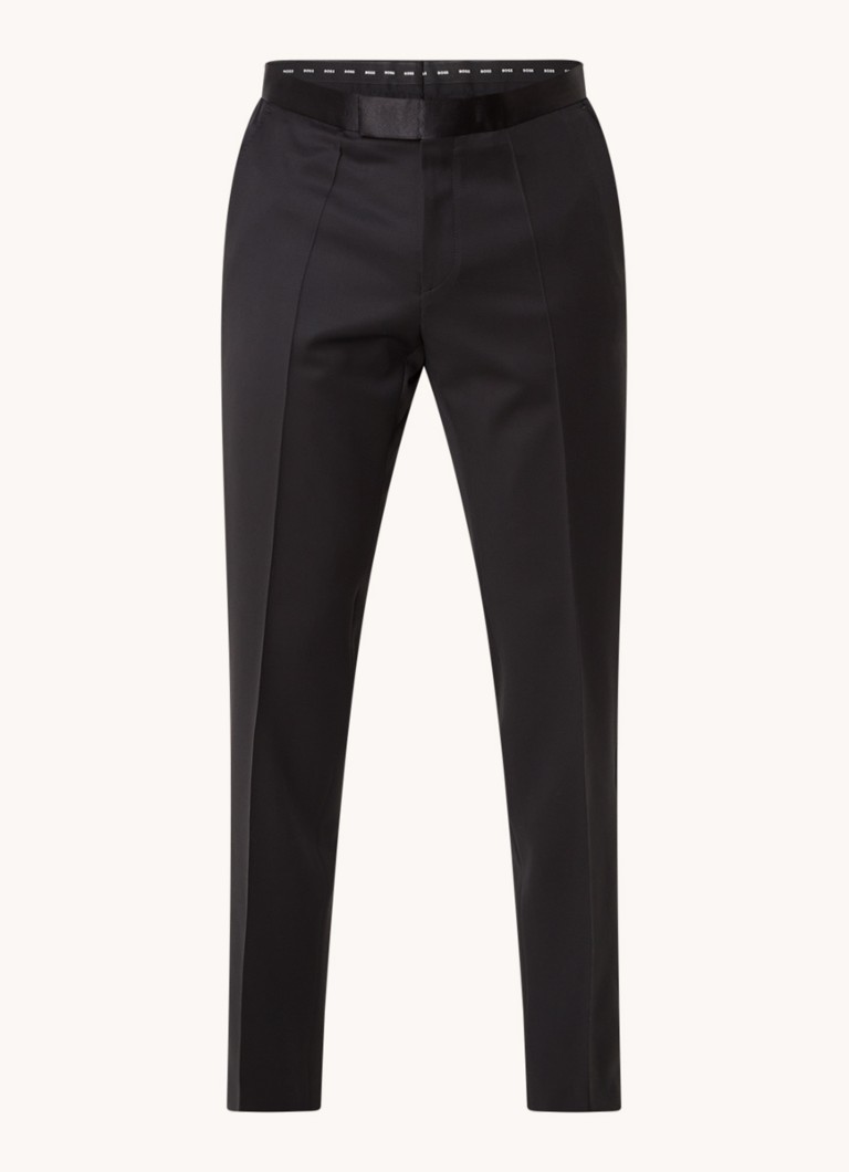 Pantaloni HUGO BOSS H-Genius-Tux-B1 din lână, cu croială slim și inserții contrastante din amestec de mătase.