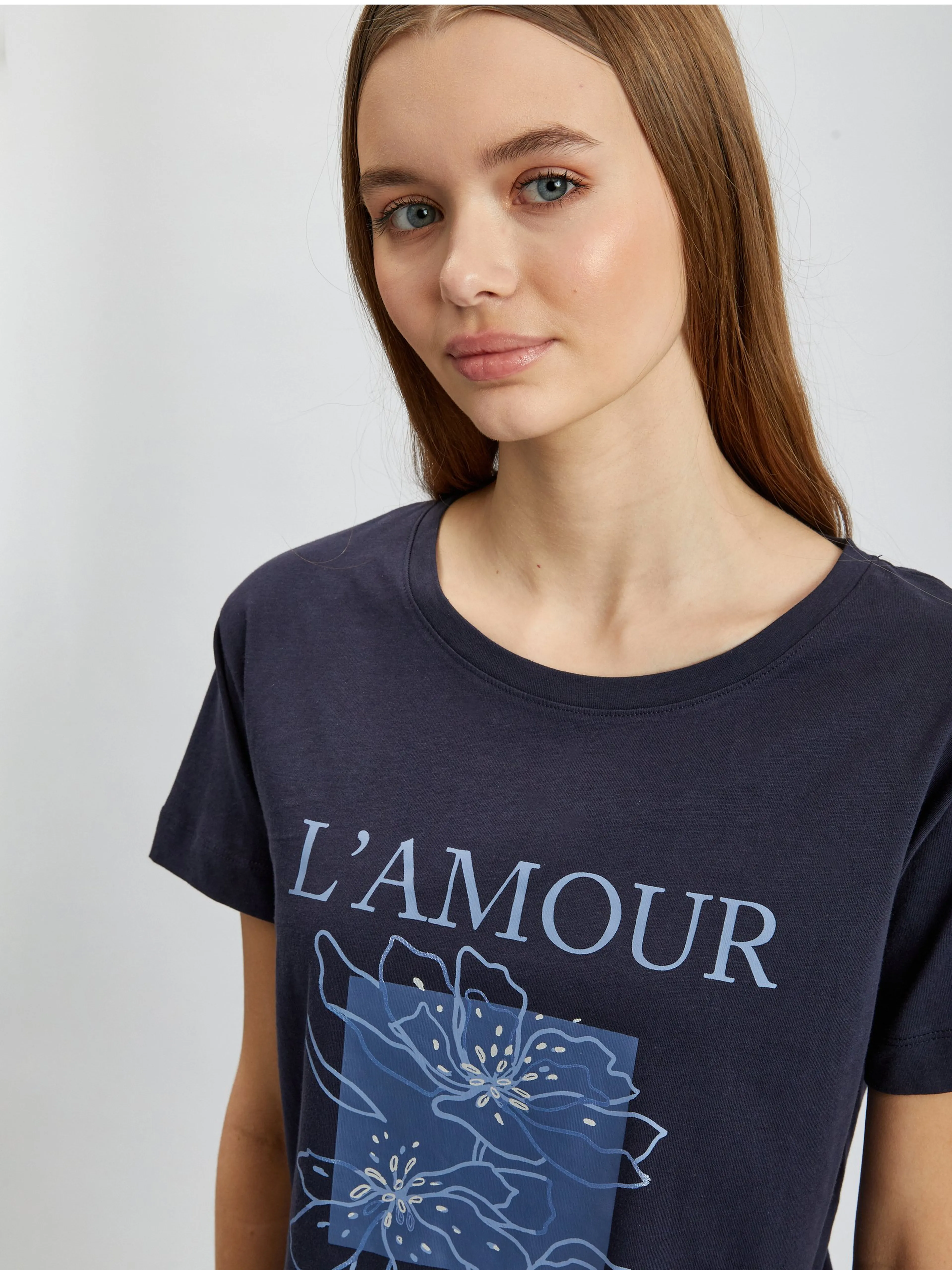 Dunkelblaues Damen-T-Shirt ORSAY