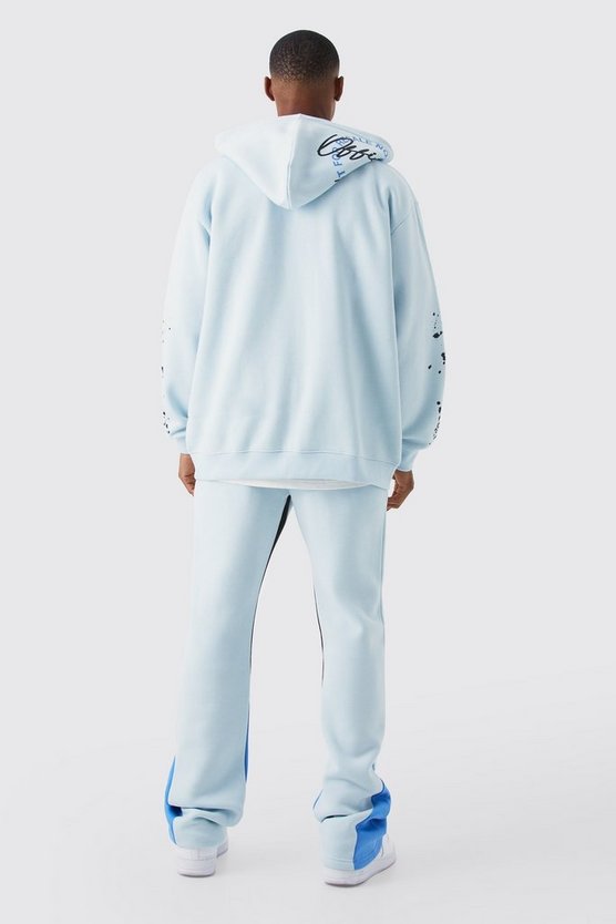 Oversize Trainingsanzug mit Graffiti-Print und Farbspritzern