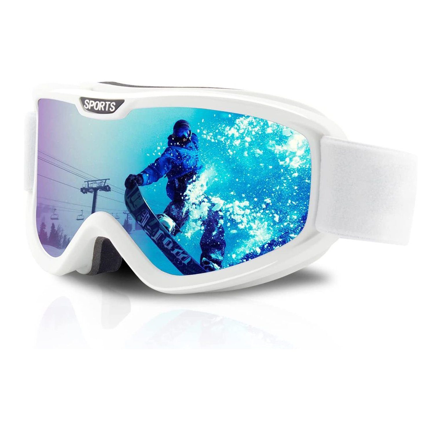 Einemgeld Skibrille Skibrille Herren Damen, UV-Schutz Anti Fog, für Skifahren, Skaten