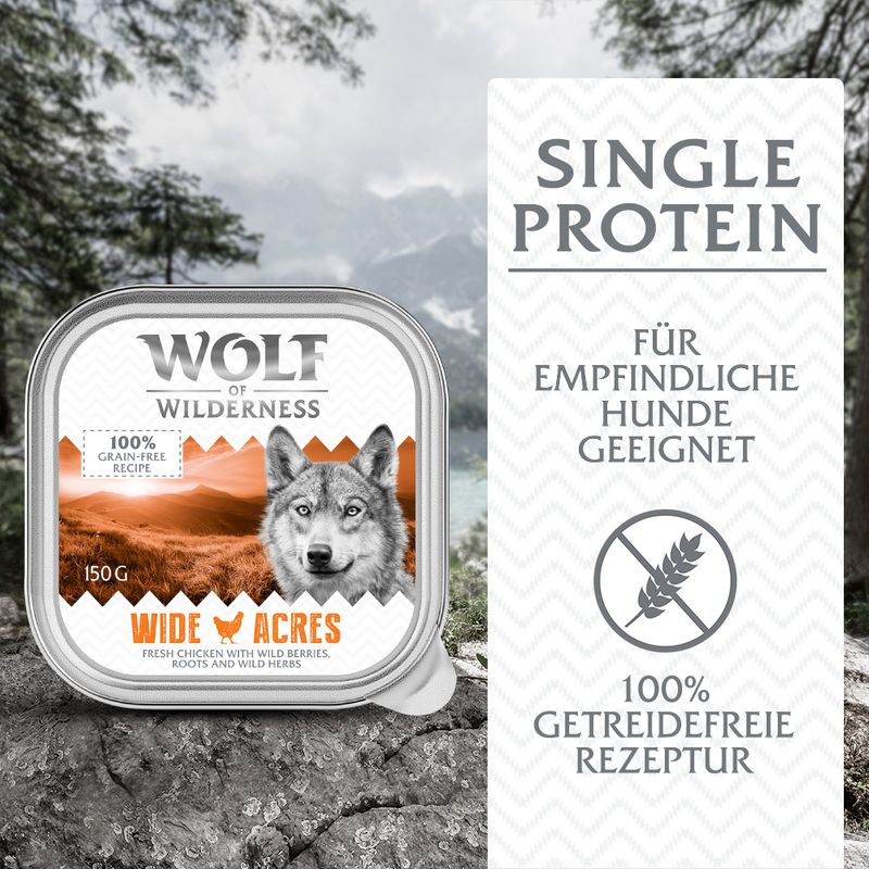 Sparpaket Wolf of Wilderness Adult Single Protein 24 x 150 g Schale