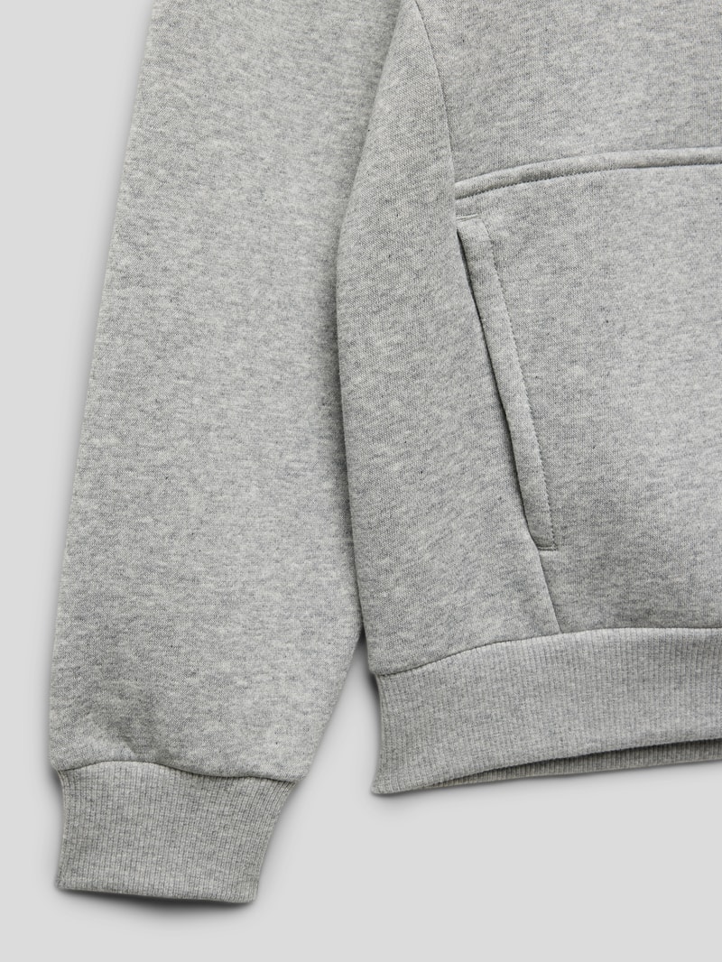 Hoodie mit Label-Print in mittelgrau meliert