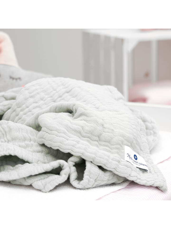 nordic coast company  Babydecke 4 in 1 groß in Grau - 90 x 120 cm  günstig kaufen 90 x 120 cm