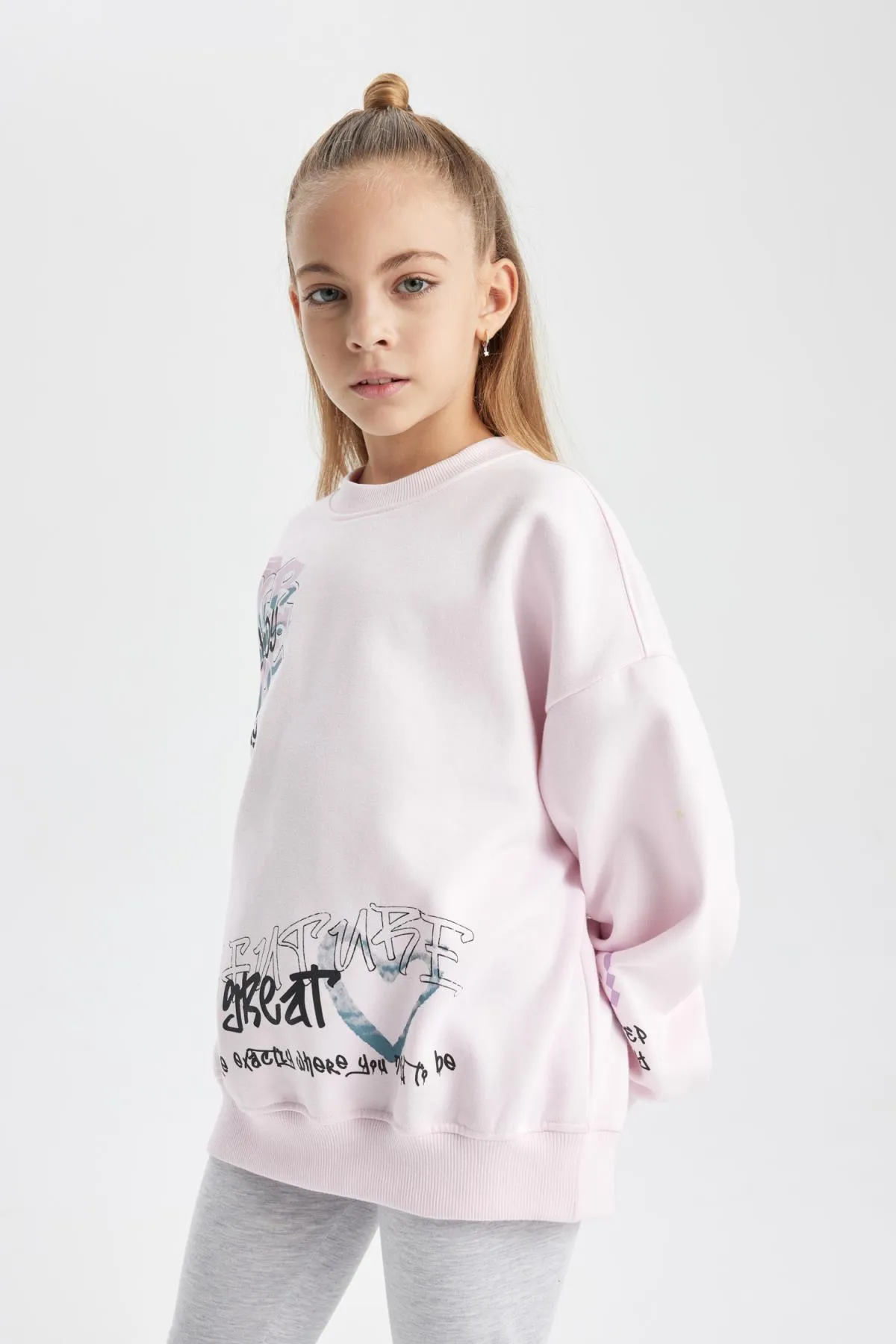 DeFacto  Dickes Sweatshirt mit Rundhalsausschnitt für Mädchen in Oversize-Passform