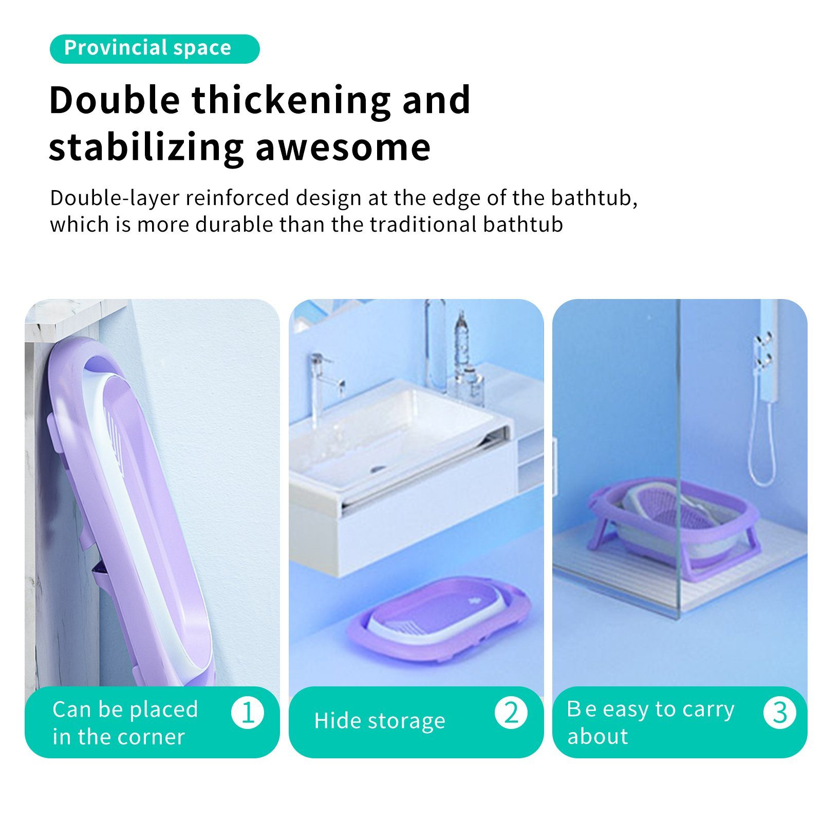 Seven Comfort Babybadewanne Faltbare Babybadewanne mit Matte, 3-in-1 faltbar, Inklusive Badematte, Baby-Badewanne, mit Ständer