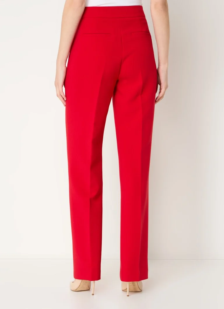 pantaloni a gamba dritta a vita media color espresso con pieghe