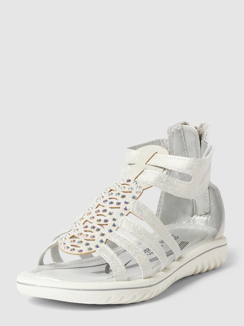 Sandalen mit Ziersteinbesatz in weiß