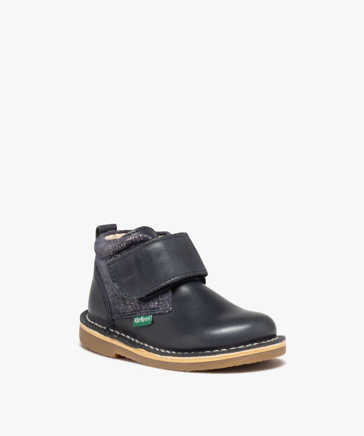 Boots bébé fille en cuir avec col à paillettes et scratch... marine | GEMO