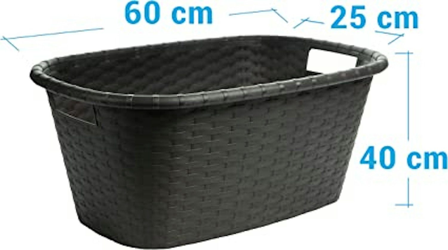 Centi Wäschekorb Wäschesammler, Wäschewanne in Flechtoptik, (Set, 2 St., H25 cm x L60 cm x T40 cm), extra stabil, 35L, Farbe: anthrazit, Made in EU