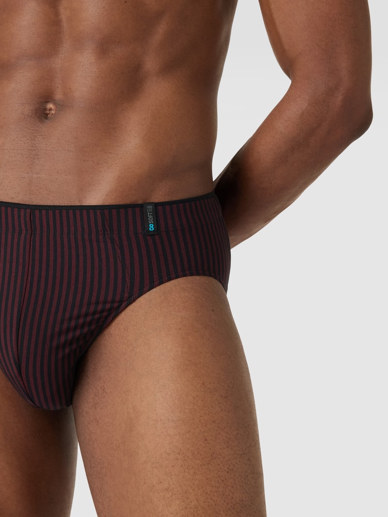 Slip mit Streifenmuster Modell 'Supermini' in dunkelrot