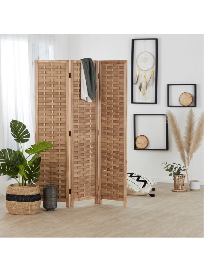 Homestyle4u 3-tlg. Paravent in Braun 120x170 günstig kaufen onesize