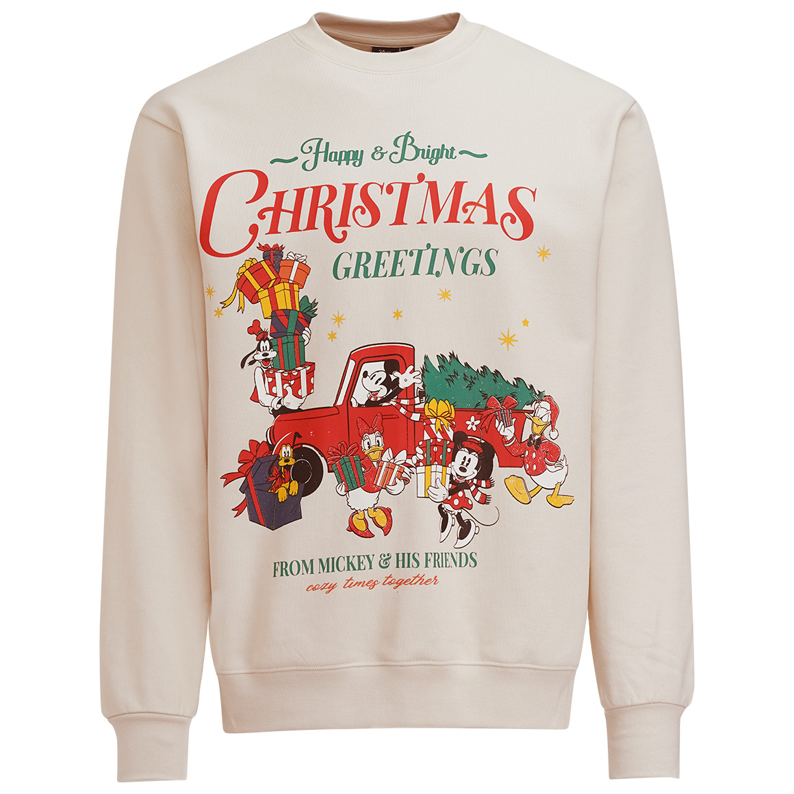 Micky Maus Weihnachtssweatshirt mit Print creme