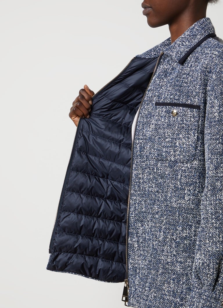 Giacca imbottita Moncler in misto lino con imbottitura in piuma d'oca