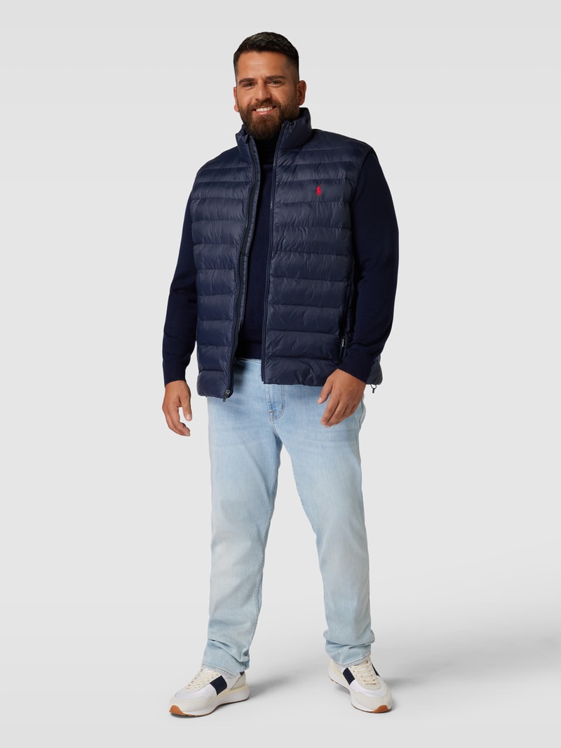PLUS SIZE Steppweste mit Label-Stitching in marineblau