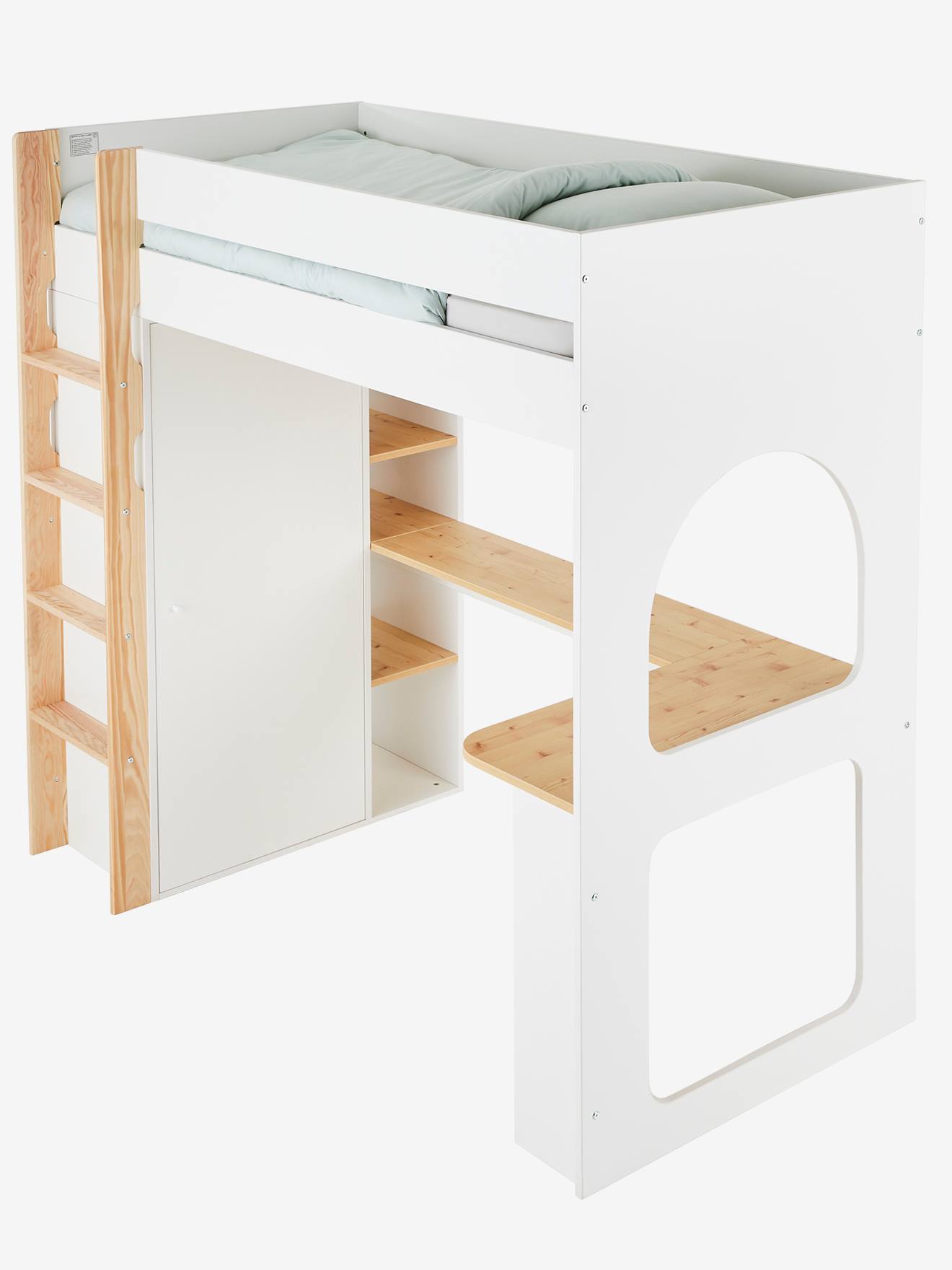 Vertbaudet Kinderzimmer Kombi-Hochbett COMBINID, Schreibtisch, Schrank & Regal - weiß