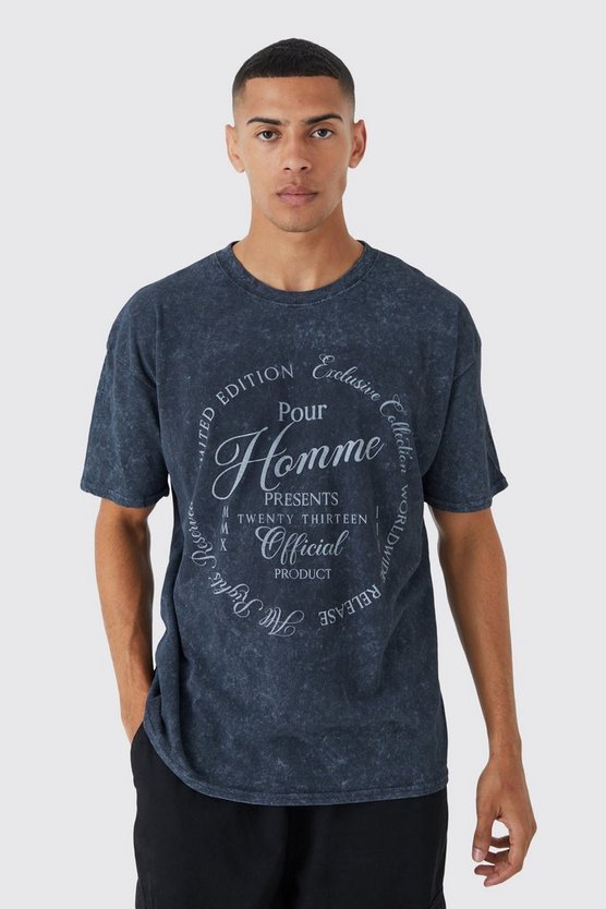 Oversize T-Shirt mit Acid-Waschung und Print