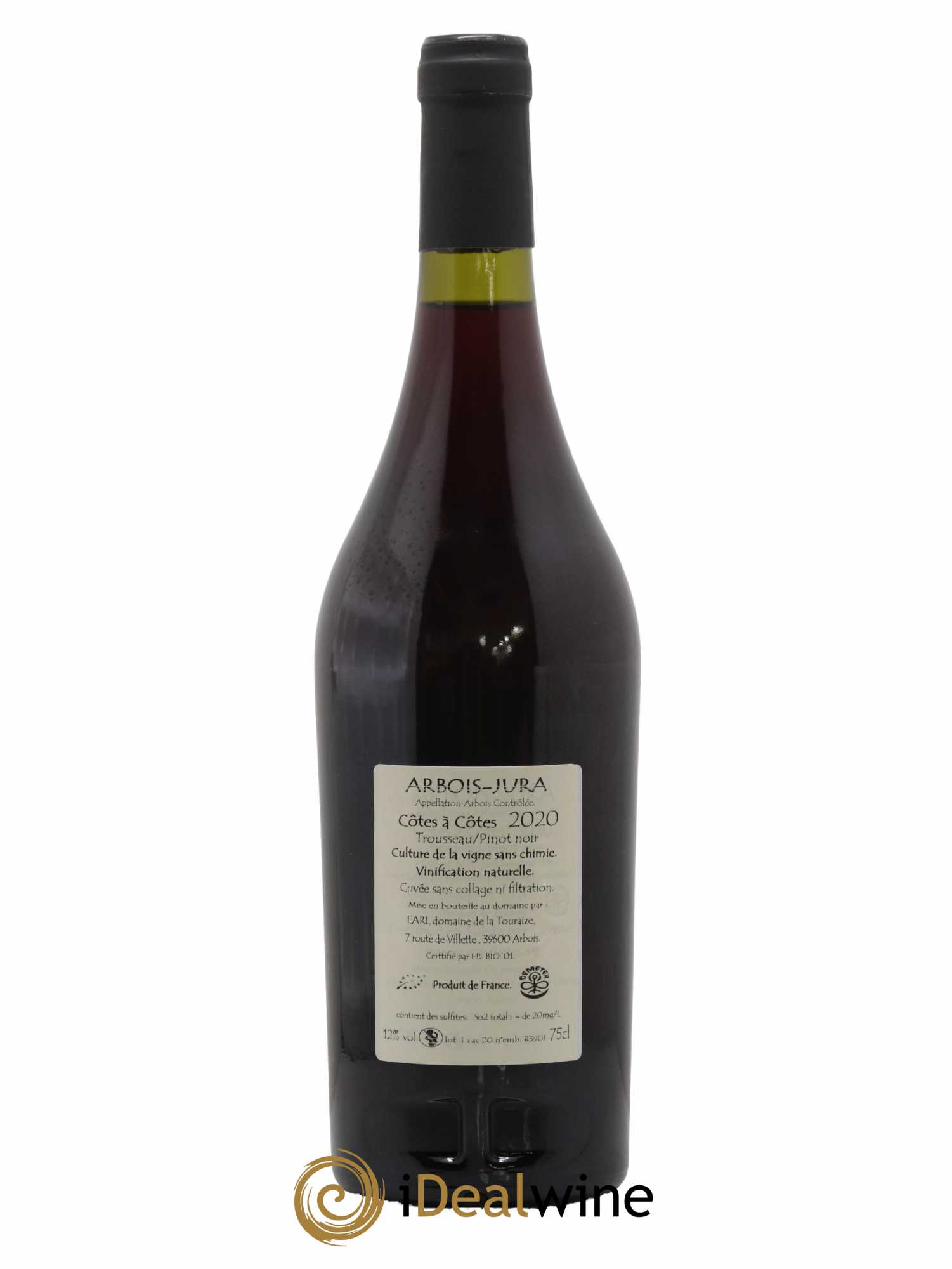 Arbois Pinot Noir et Trousseau Côtes à côtes Domaine de la Touraize 2020 - Lot de 1 Bouteille