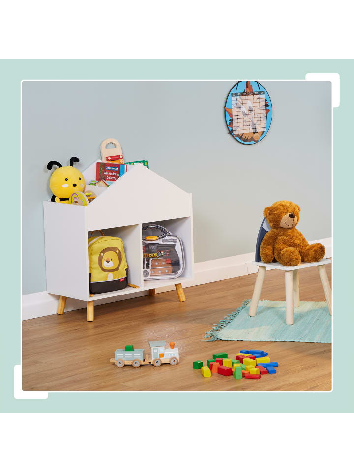 relaxdays Kinderregal in Weiß/ Natur - (B)60 x (H)67 x (T)30 cm günstig kaufen onesize