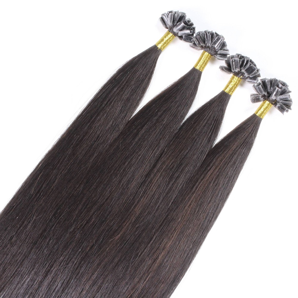 hair2heart Extensions à chaud Premium cheveux bruts Noir naturel extensions