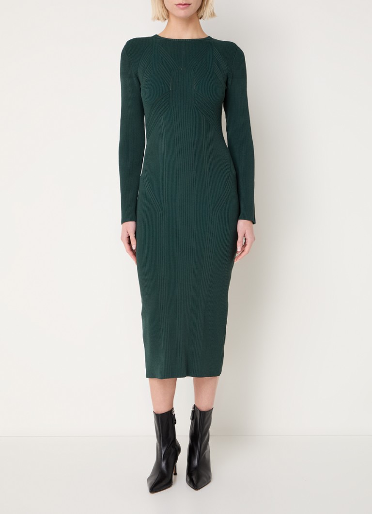 Rochie midi Kairi din material elastic cu nervuri de la French Connection