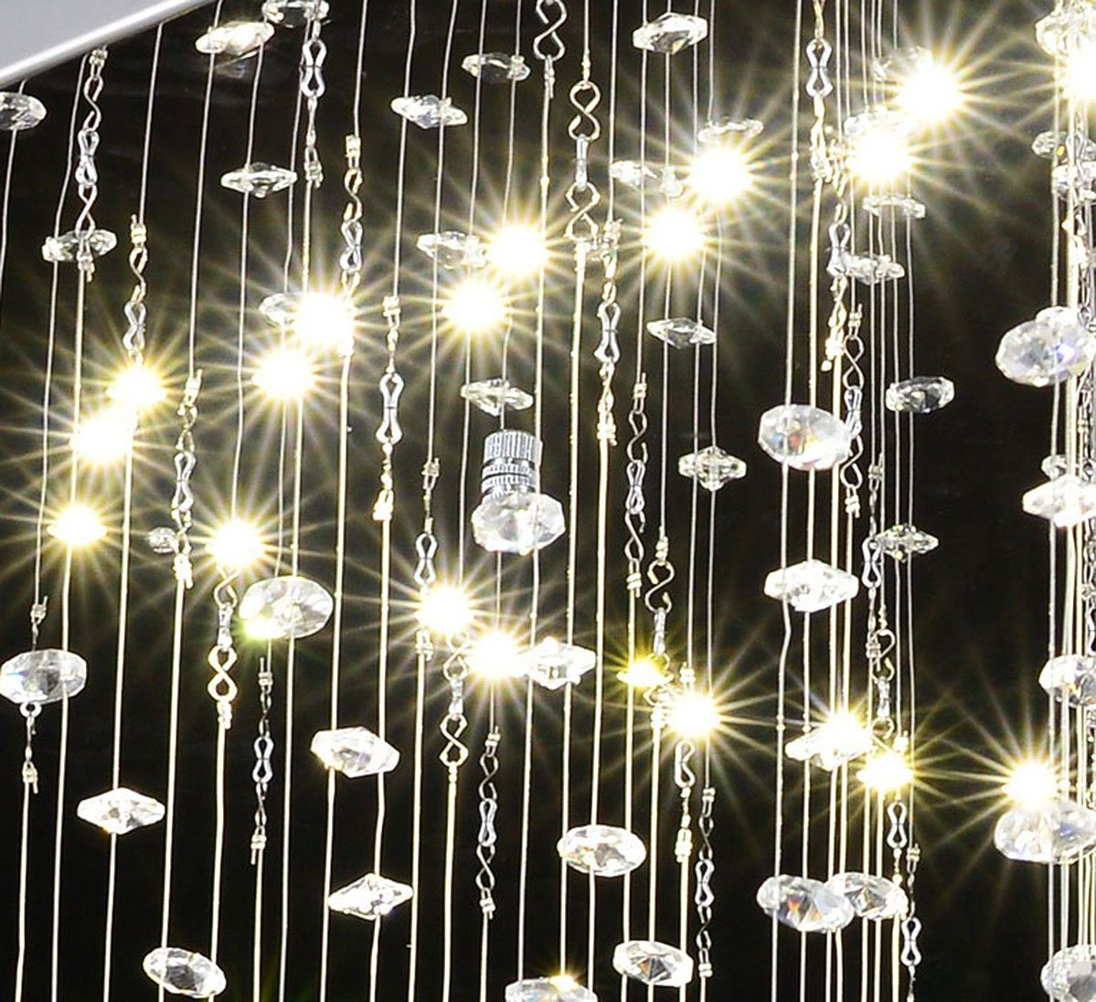 Lewima LED Deckenleuchte XL Deckenlampe Kristall aus Glas 60x60cm 24W, Dimmbar mit Fernbedienung, Warmweiß, Wohnzimmer Würfel Lampe Modell Dadi, Silber