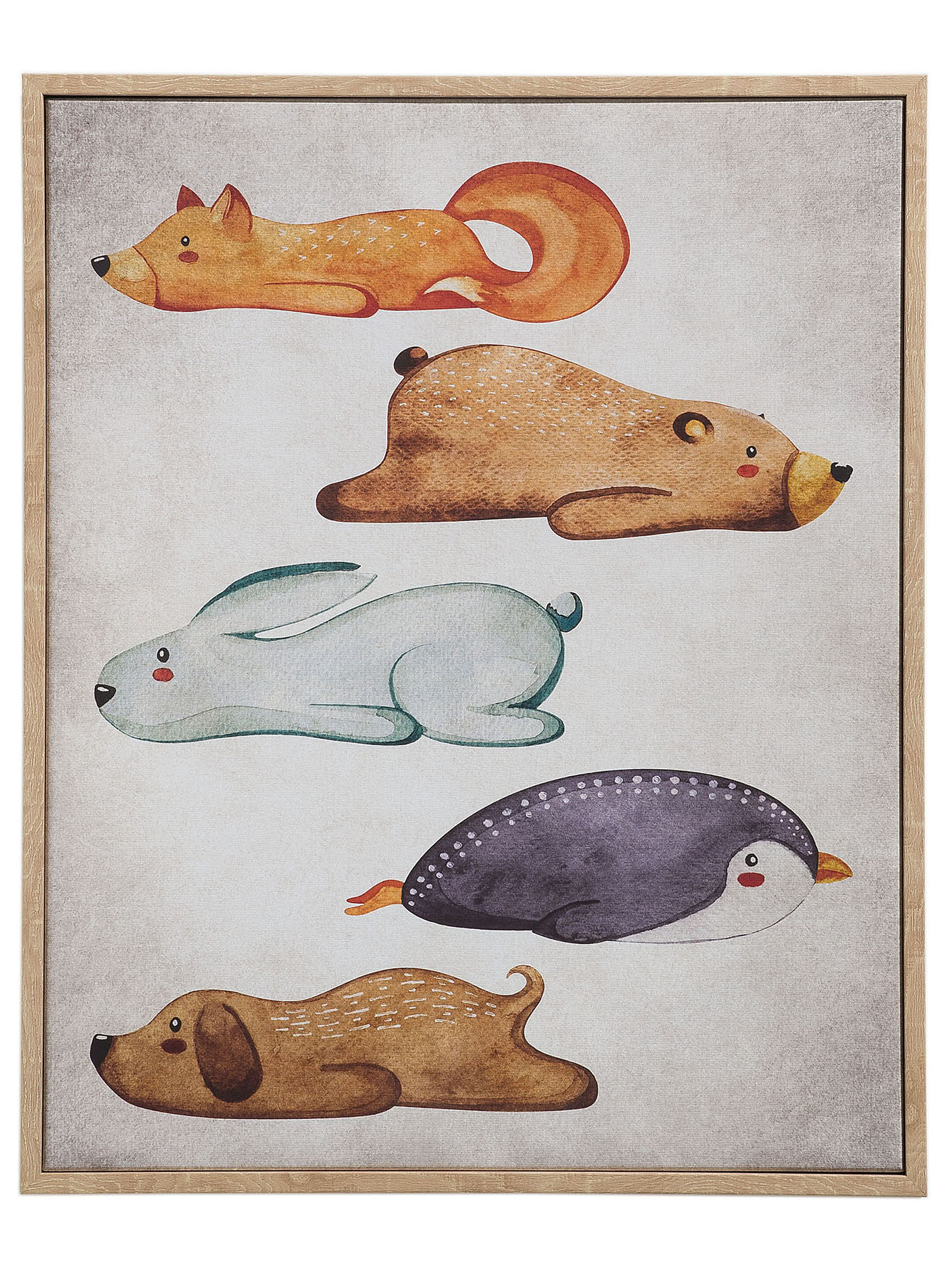 Funny Animals Leinwand-Druck-gerahmt, Multicolor