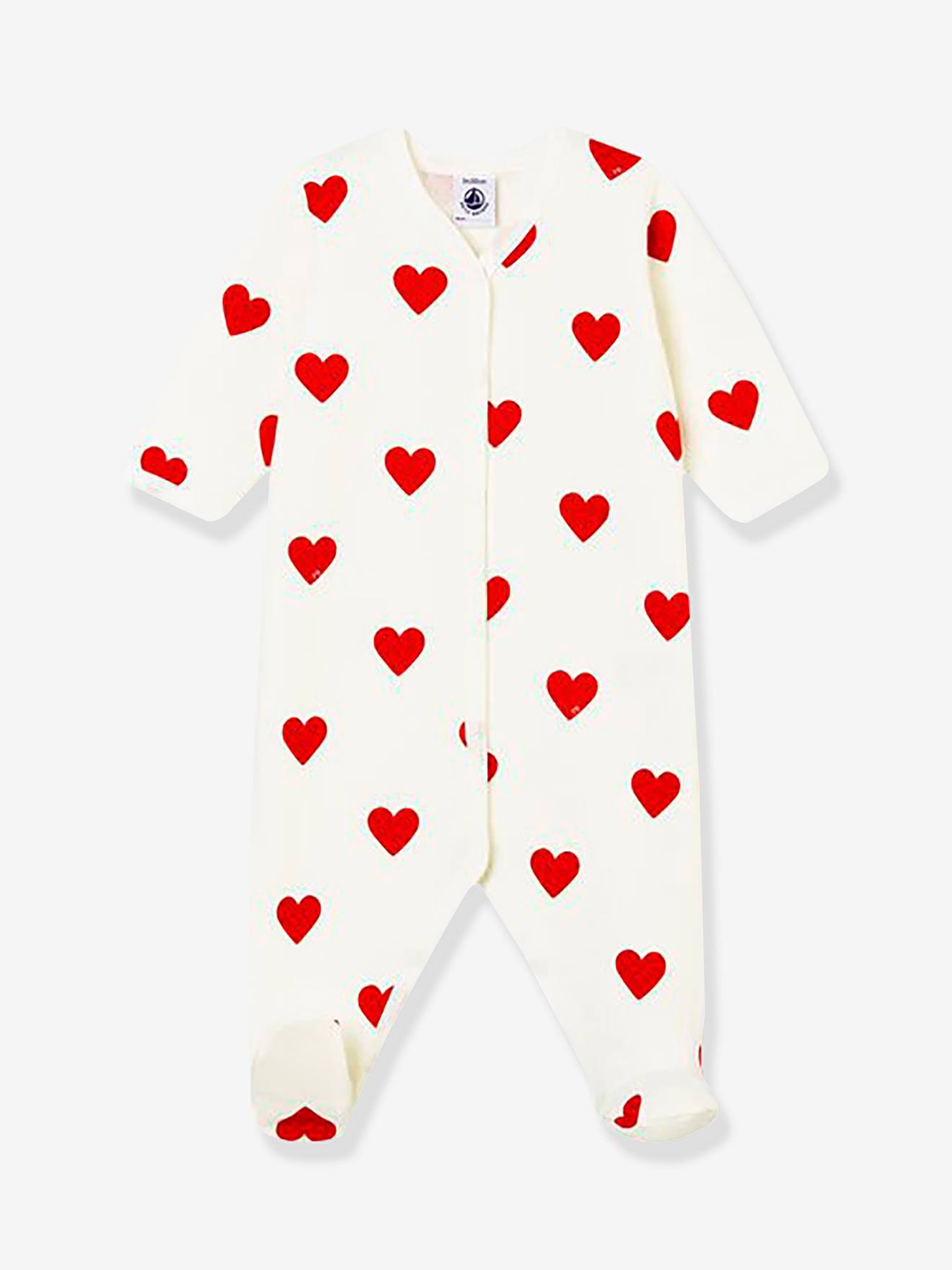 Dors-bien bébé coeurs en molleton PETIT BATEAU blanc imprimer coeur