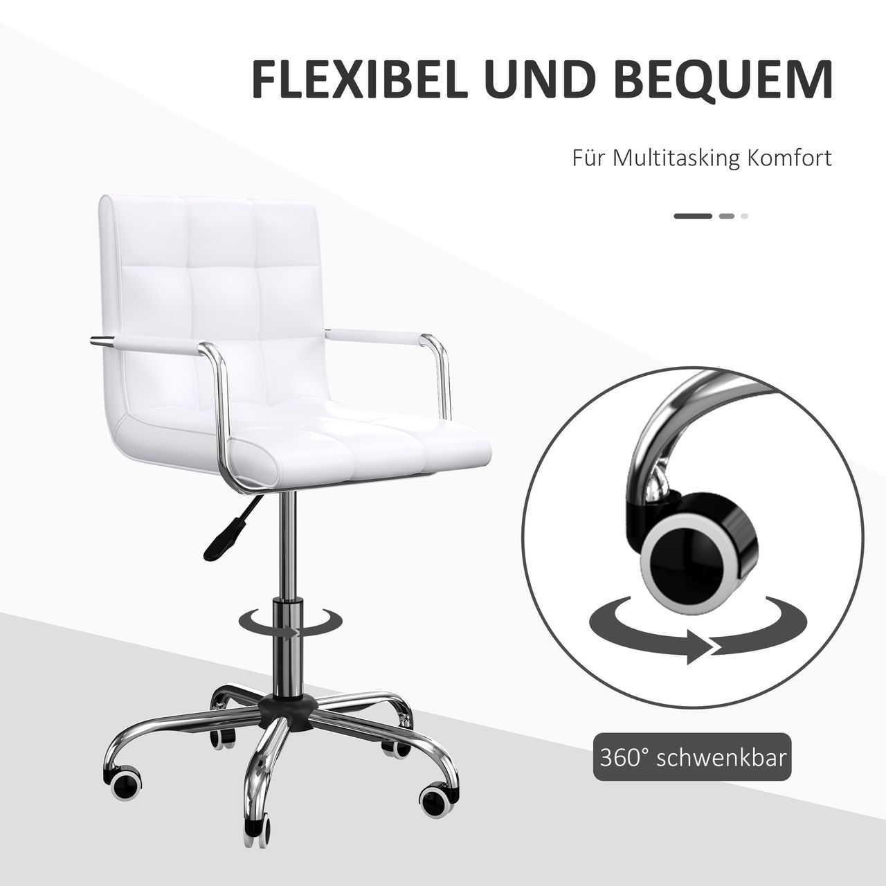 HOMCOM Drehstuhl , Metall PU Weiß