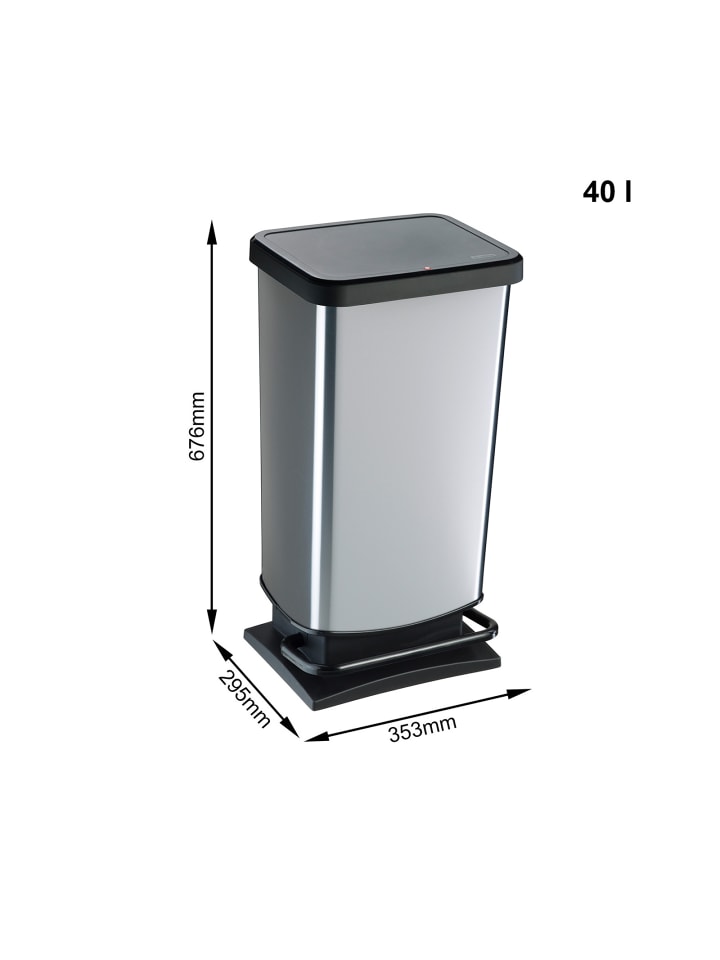 Rotho Paso Mülleimer 40l mit Pedal und Deckel in Silber metallic günstig kaufen onesize