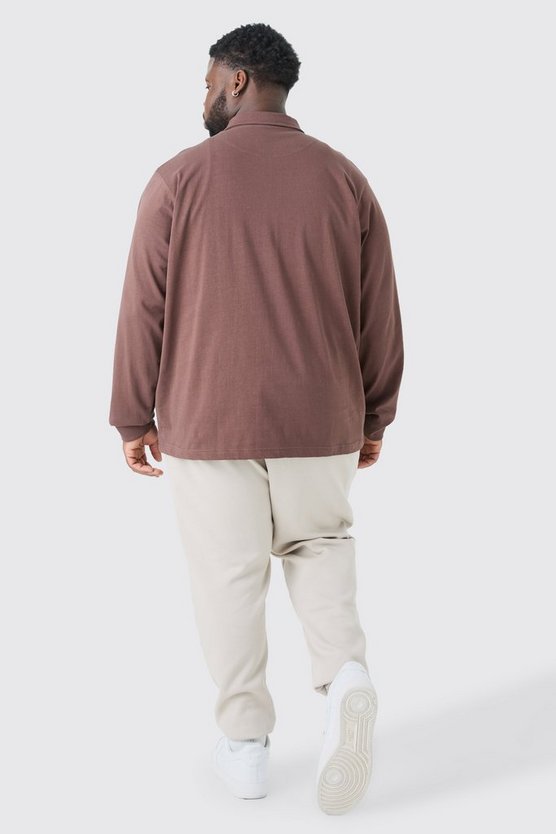 Plus Rugby-Poloshirt mit Knopfleiste