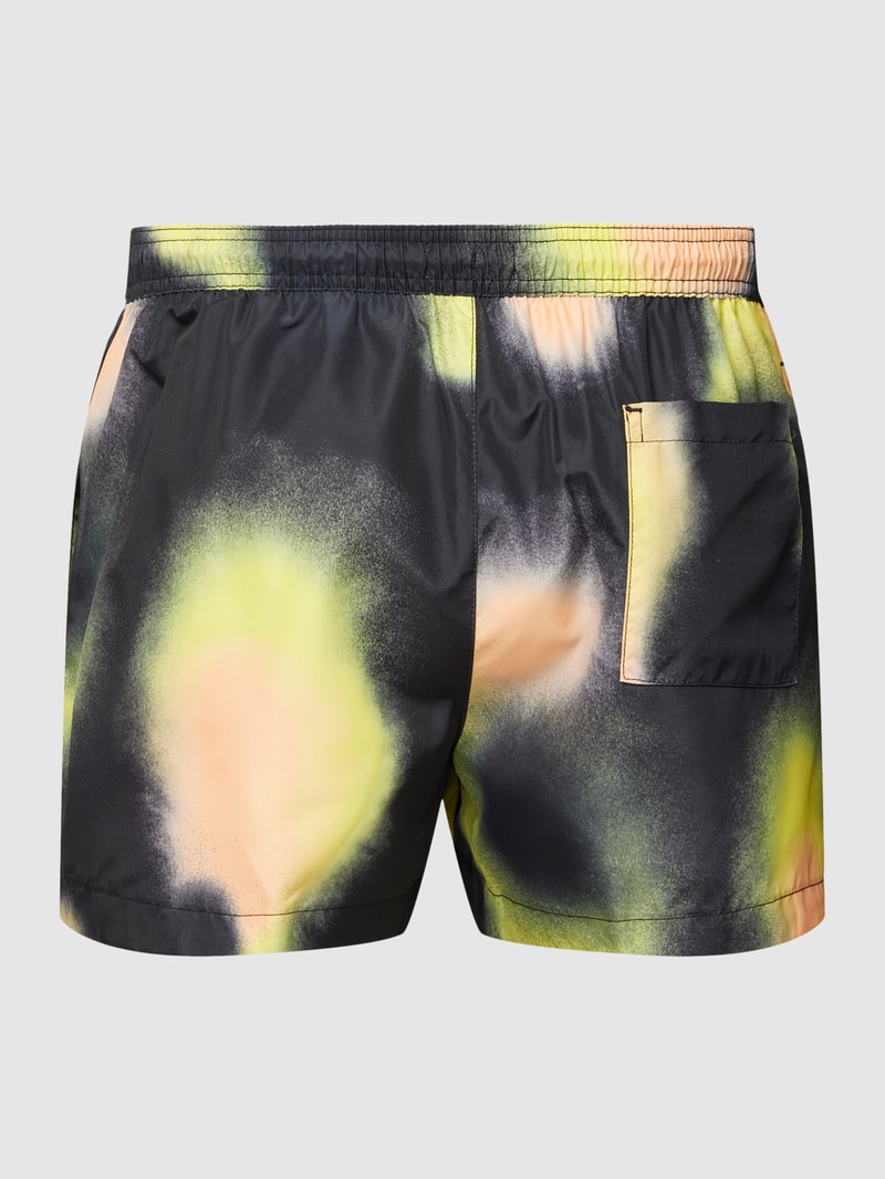 Badehose mit Allover-Print in schwarz
